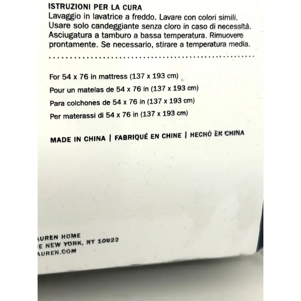 Ralph Lauren RL 464 Thread Count Full Flat Sheet Polo Navy Blue Percale Cotton